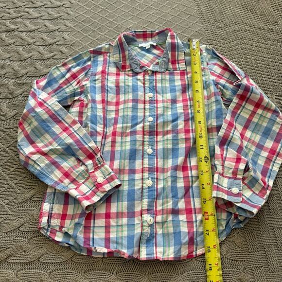 Jacadi Plaid Kids Button Down Shirt - Blue, Pink, Green ~ 7/8 - Picture 5 of 9